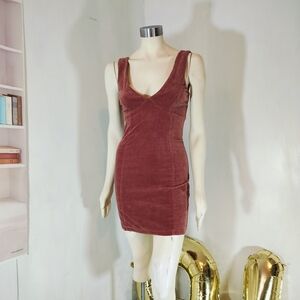 Forever 21 Velvet Mini Dress in Rich Brown